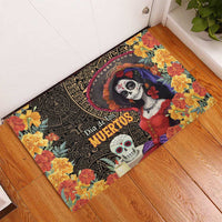 Mexico Day Of The Dead Rubber Doormat La Catrina Mix Cempasuchil Aztec Pattern LT15