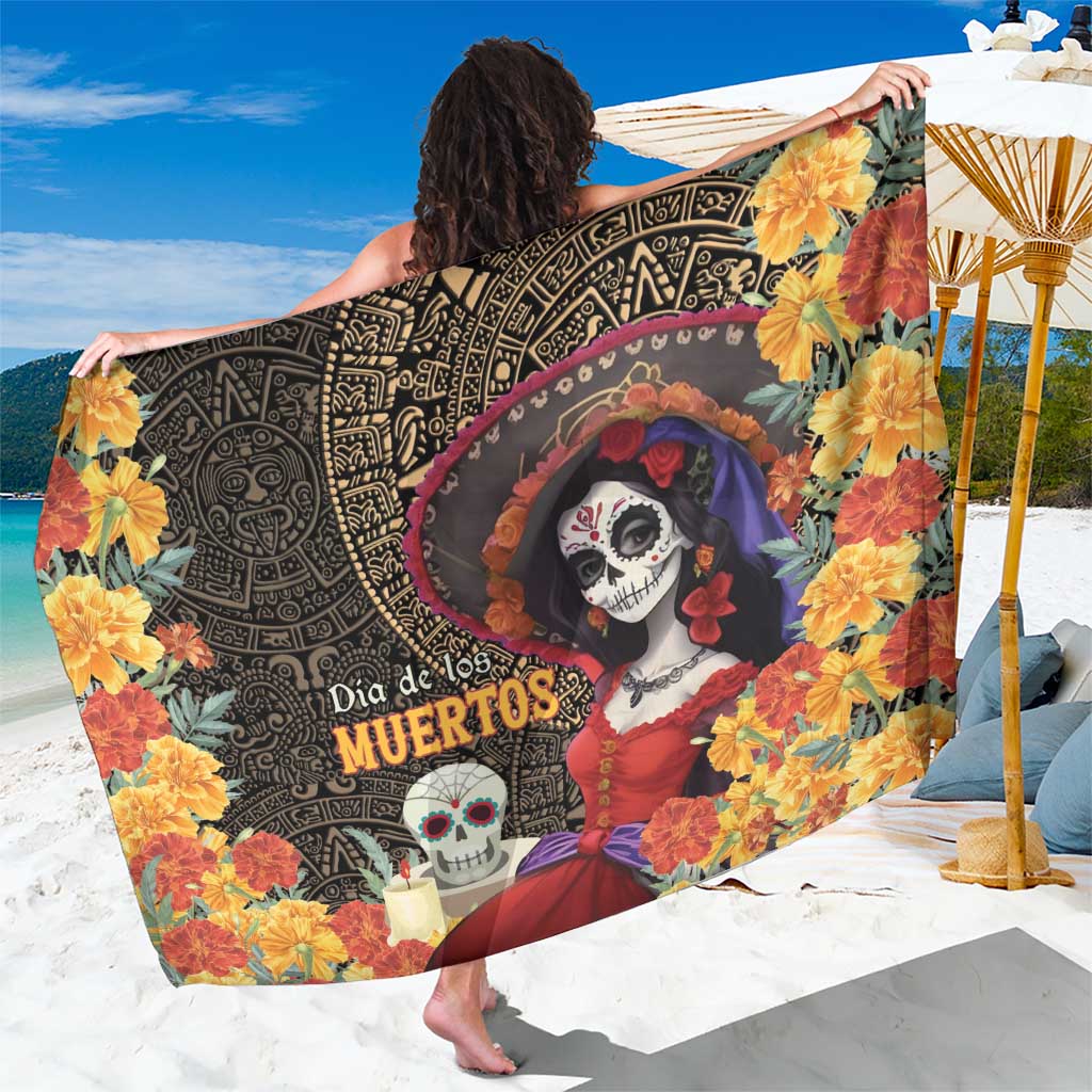 Mexico Day Of The Dead Sarong La Catrina Mix Cempasuchil Aztec Pattern LT15