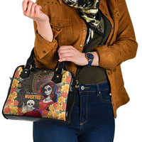 Mexico Day Of The Dead Shoulder Handbag La Catrina Mix Cempasuchil Aztec Pattern LT15