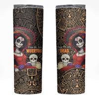 Mexico Day Of The Dead Skinny Tumbler La Catrina Mix Cempasuchil Aztec Pattern LT15