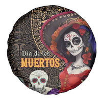 Mexico Day Of The Dead Spare Tire Cover La Catrina Mix Cempasuchil Aztec Pattern LT15