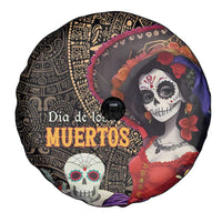 Mexico Day Of The Dead Spare Tire Cover La Catrina Mix Cempasuchil Aztec Pattern LT15