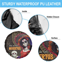 Mexico Day Of The Dead Spare Tire Cover La Catrina Mix Cempasuchil Aztec Pattern LT15