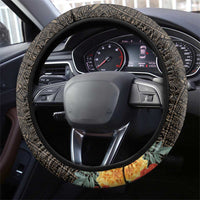 Mexico Day Of The Dead Steering Wheel Cover La Catrina Mix Cempasuchil Aztec Pattern LT15