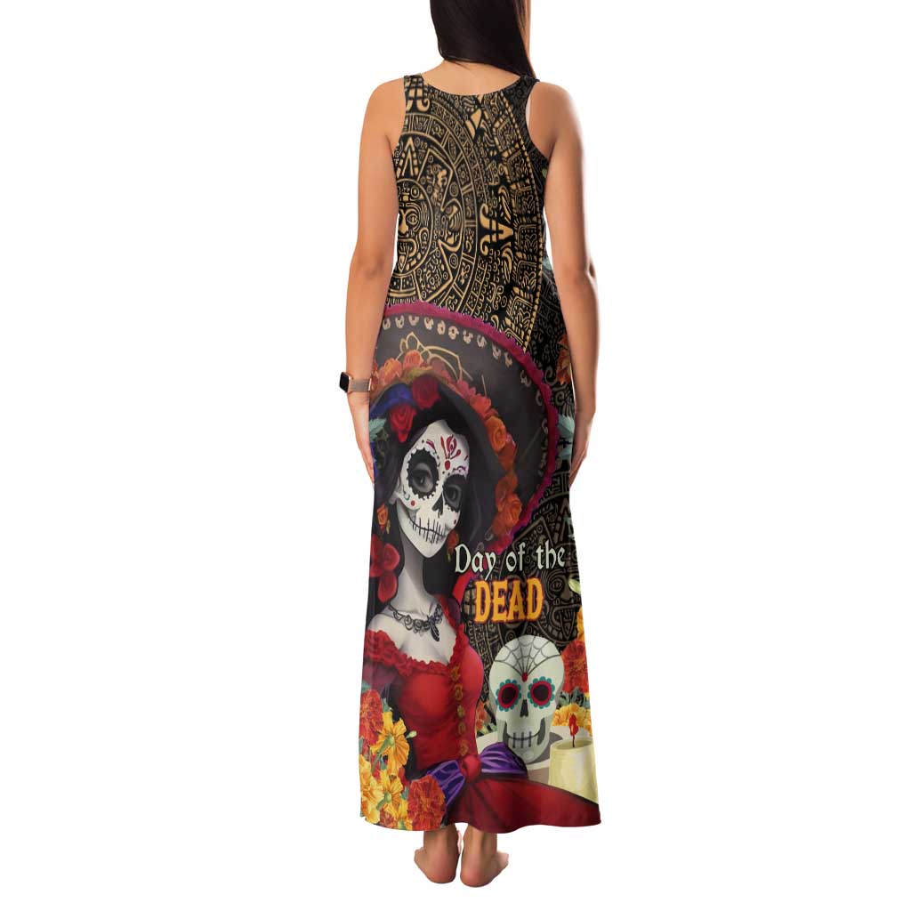 Mexico Day Of The Dead Tank Maxi Dress La Catrina Mix Cempasuchil Aztec Pattern LT15