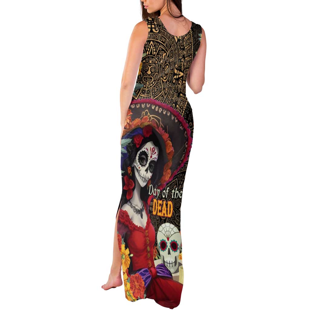 Mexico Day Of The Dead Tank Maxi Dress La Catrina Mix Cempasuchil Aztec Pattern LT15