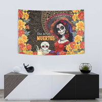 Mexico Day Of The Dead Tapestry La Catrina Mix Cempasuchil Aztec Pattern LT15