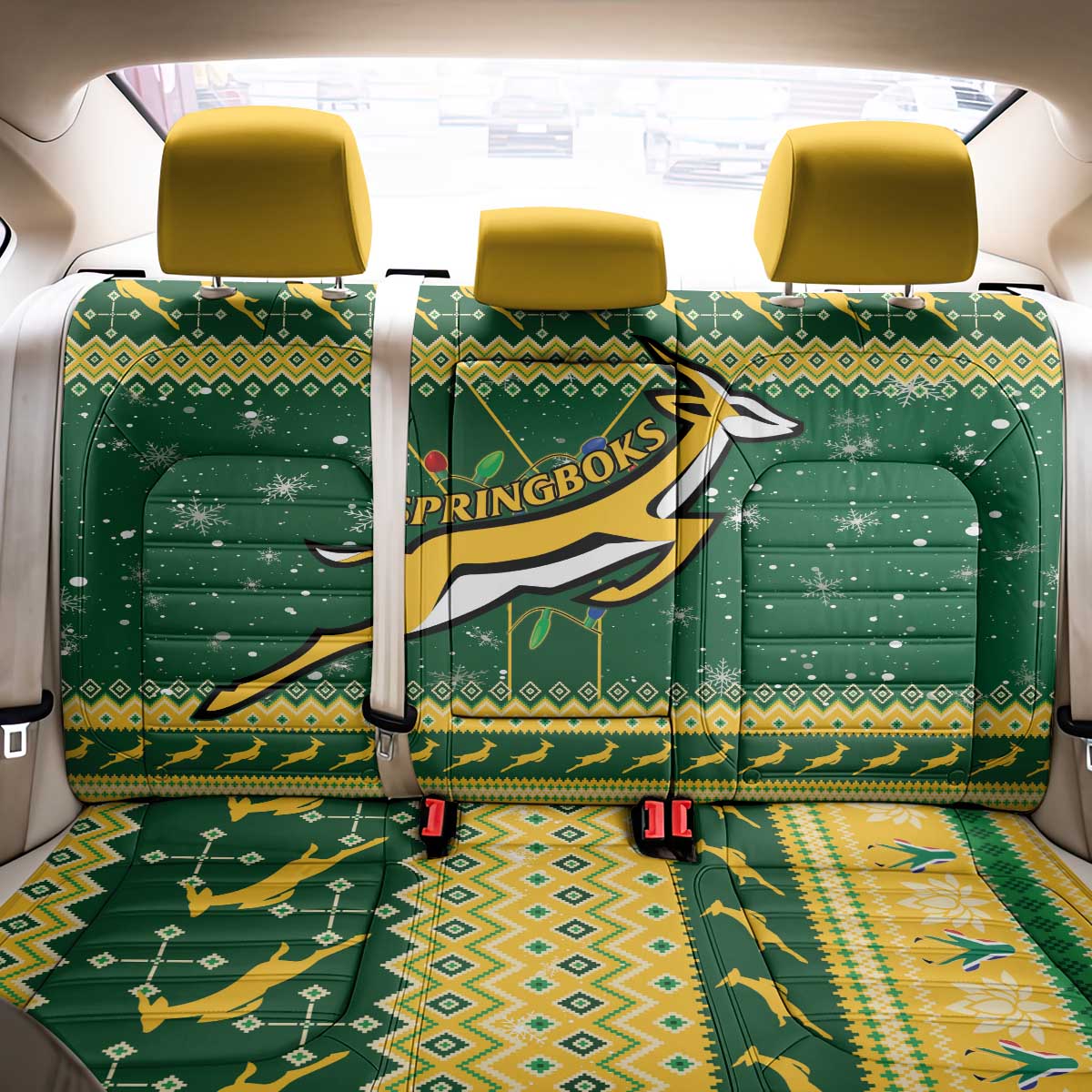 South Africa Christmas Rugby Back Car Seat Cover Springboks Geseende Kersfees - Wonder Print Shop