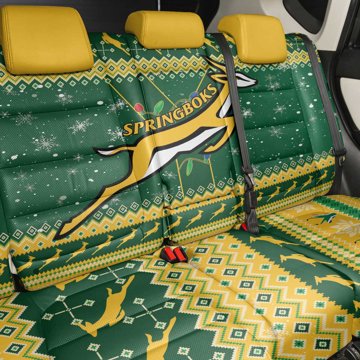 South Africa Christmas Rugby Back Car Seat Cover Springboks Geseende Kersfees - Wonder Print Shop