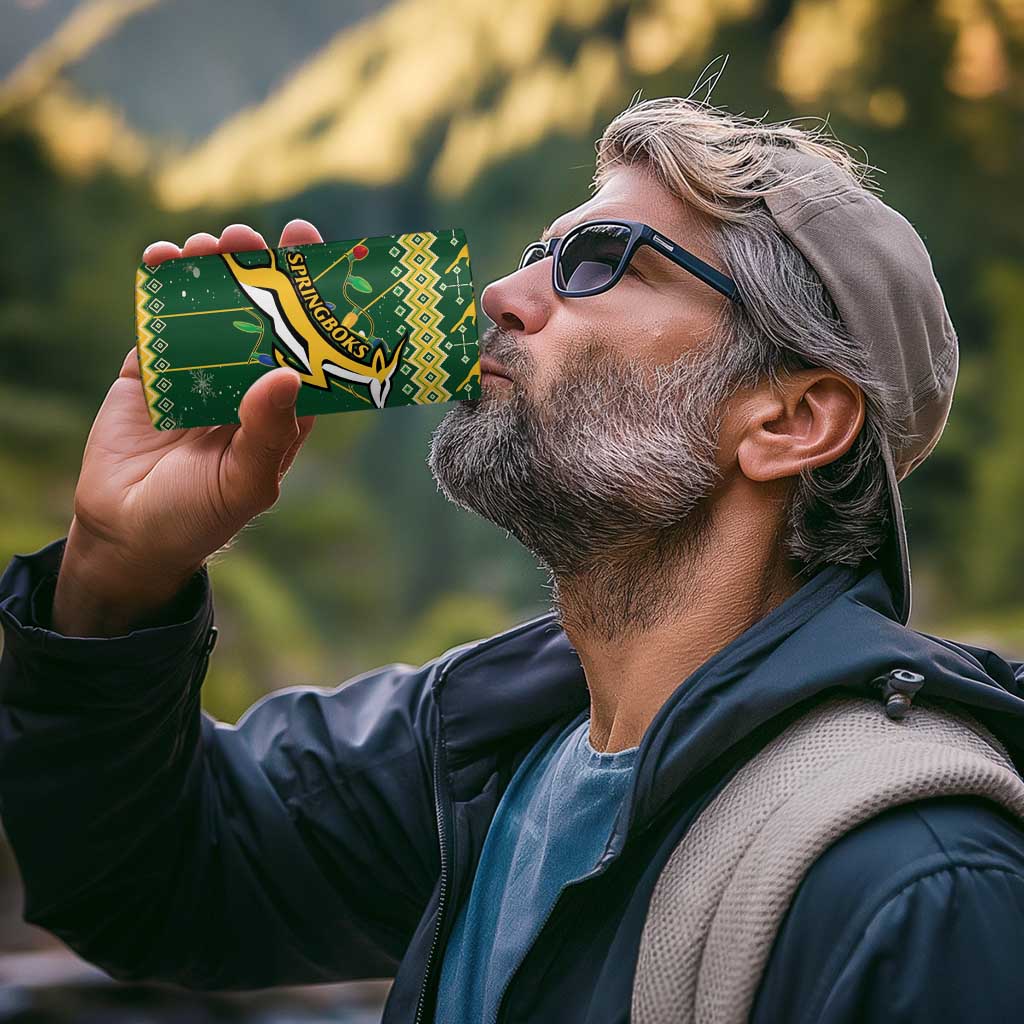 South Africa Christmas Rugby 4 in 1 Can Cooler Tumbler Springboks Geseende Kersfees - Wonder Print Shop