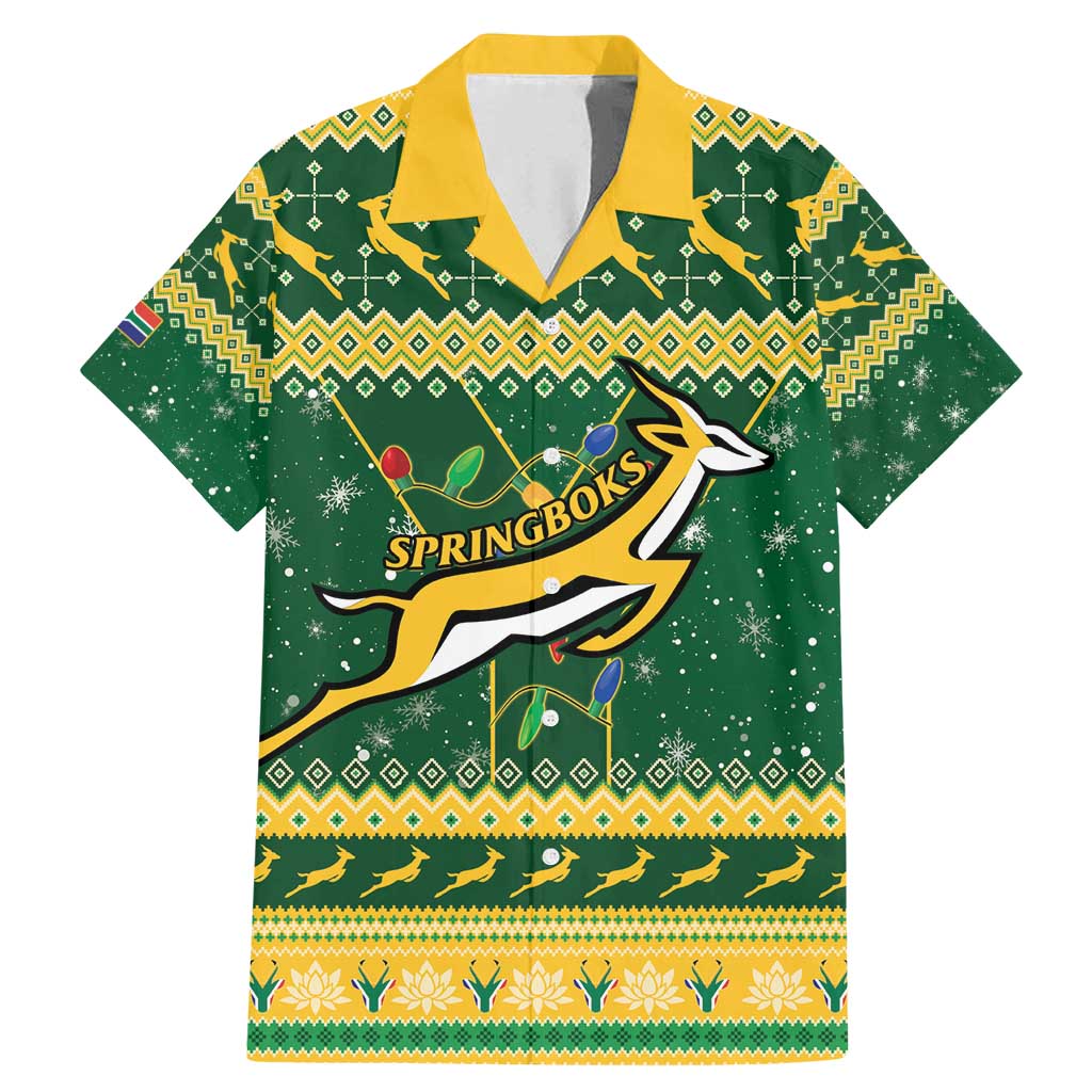 South Africa Christmas Rugby Family Matching Mermaid Dress and Hawaiian Shirt Springboks Geseende Kersfees - Wonder Print Shop