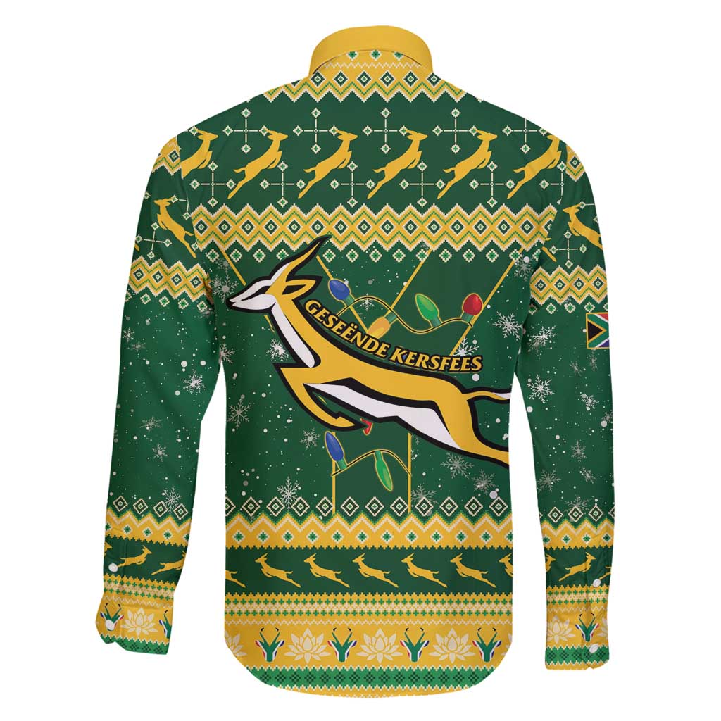 South Africa Christmas Rugby Family Matching Off Shoulder Maxi Dress and Hawaiian Shirt Springboks Geseende Kersfees - Wonder Print Shop