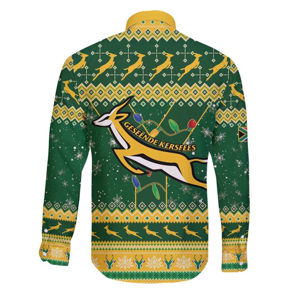 South Africa Christmas Rugby Family Matching Short Sleeve Bodycon Dress and Hawaiian Shirt Springboks Geseende Kersfees - Wonder Print Shop
