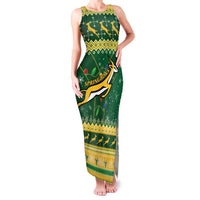 South Africa Christmas Rugby Family Matching Tank Maxi Dress and Hawaiian Shirt Springboks Geseende Kersfees - Wonder Print Shop