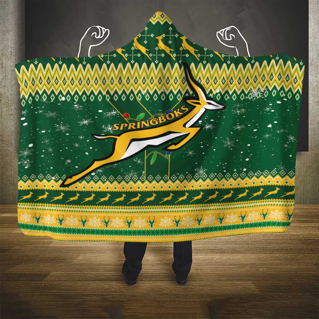 South Africa Christmas Rugby Hooded Blanket Springboks Geseende Kersfees