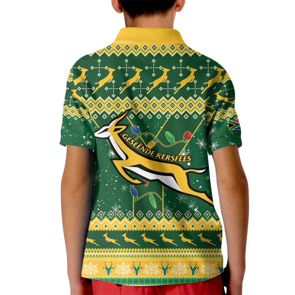 South Africa Christmas Rugby Kid Polo Shirt Springboks Geseende Kersfees - Wonder Print Shop
