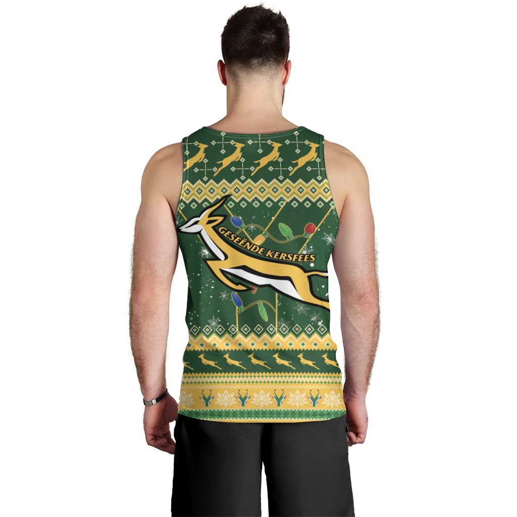 South Africa Christmas Rugby Men Tank Top Springboks Geseende Kersfees - Wonder Print Shop