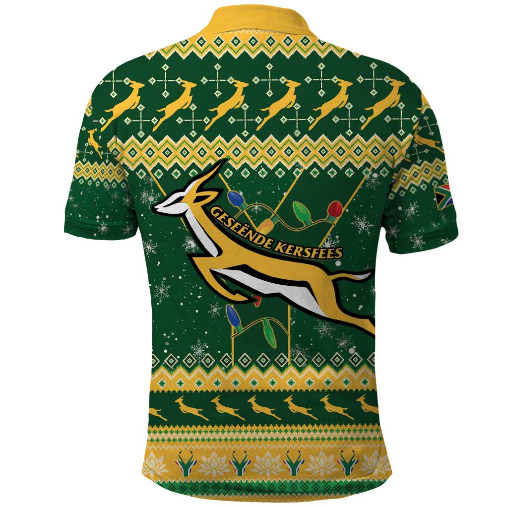 South Africa Christmas Rugby Polo Shirt Springboks Geseende Kersfees - Wonder Print Shop