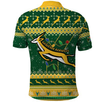 South Africa Christmas Rugby Polo Shirt Springboks Geseende Kersfees - Wonder Print Shop