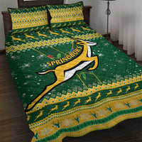 South Africa Christmas Rugby Quilt Bed Set Springboks Geseende Kersfees - Wonder Print Shop