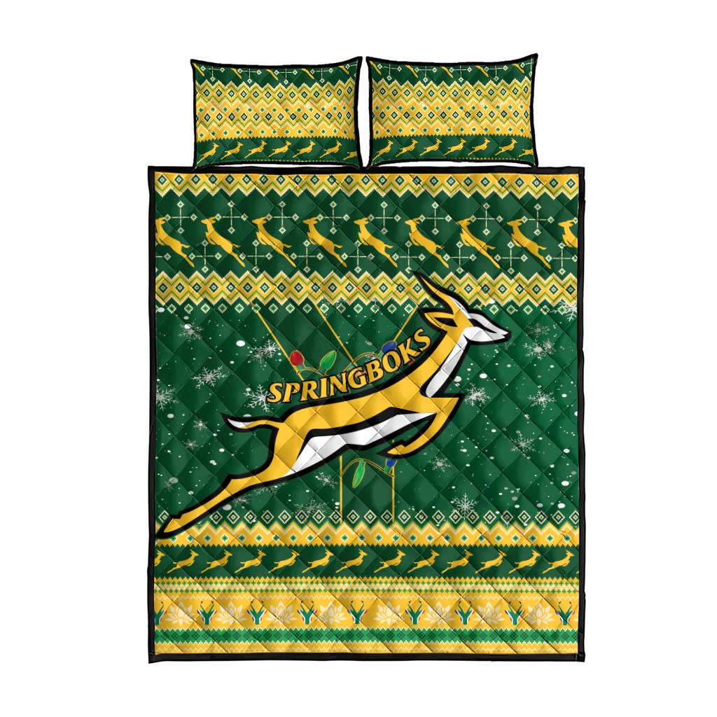 South Africa Christmas Rugby Quilt Bed Set Springboks Geseende Kersfees - Wonder Print Shop