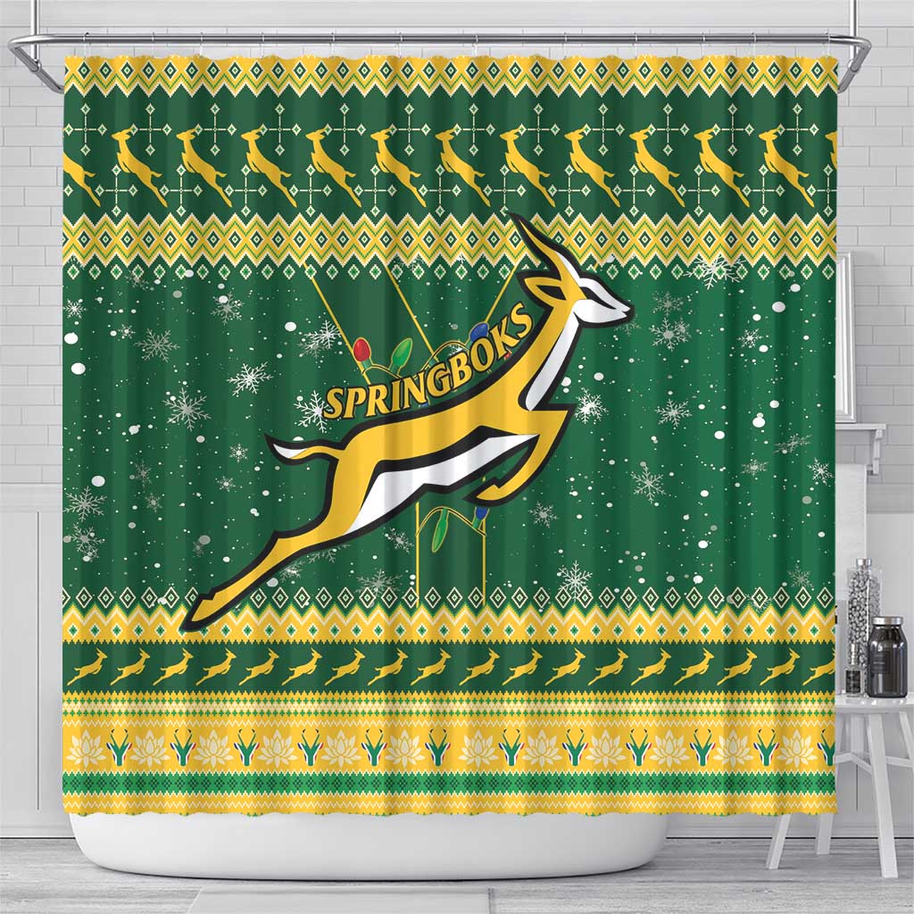 South Africa Christmas Rugby Shower Curtain Springboks Geseende Kersfees