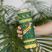 South Africa Christmas Rugby Skinny Tumbler Springboks Geseende Kersfees - Wonder Print Shop