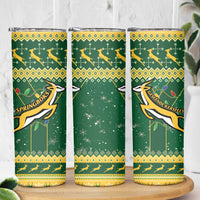 South Africa Christmas Rugby Skinny Tumbler Springboks Geseende Kersfees - Wonder Print Shop