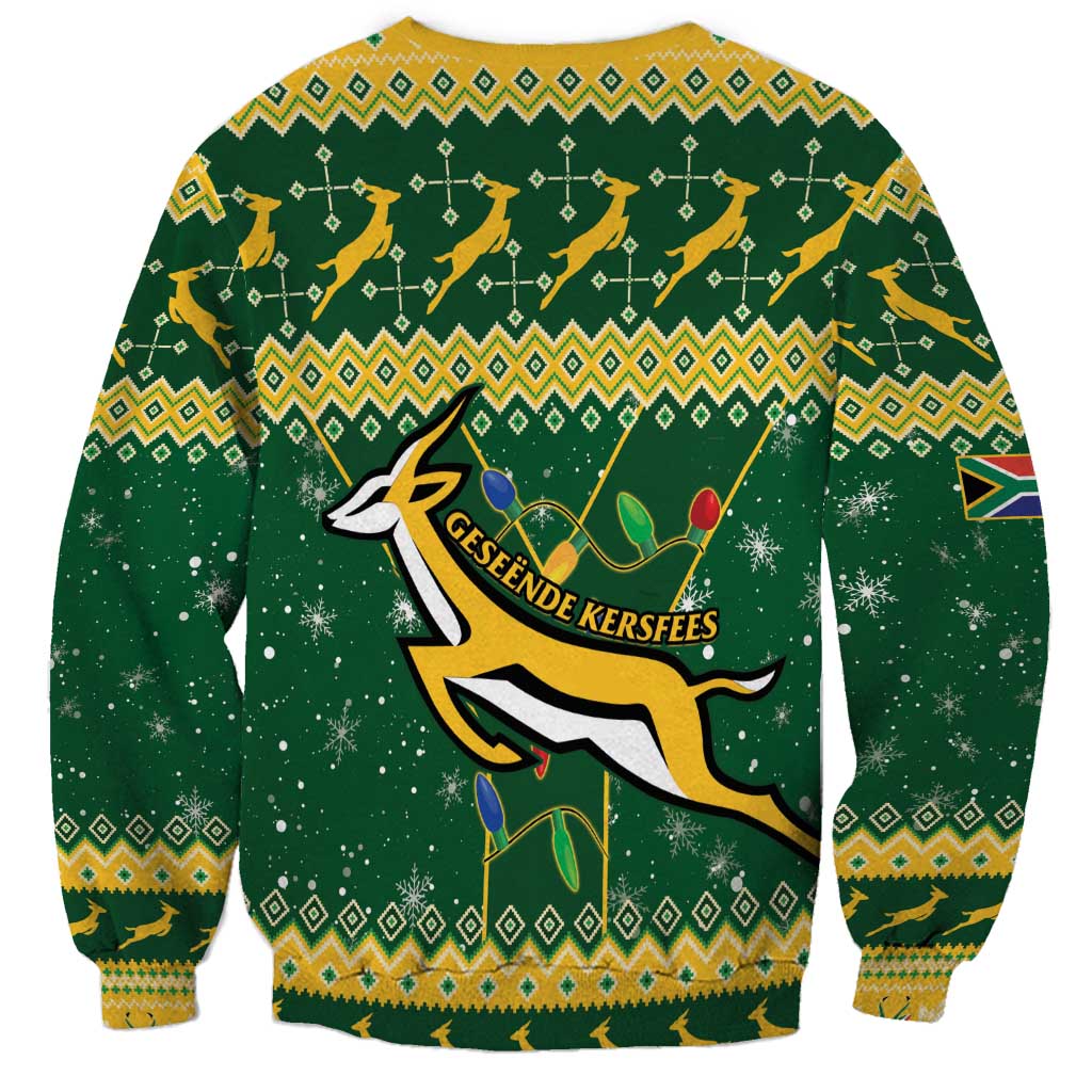 South Africa Christmas Rugby Sweatshirt Springboks Geseende Kersfees - Wonder Print Shop