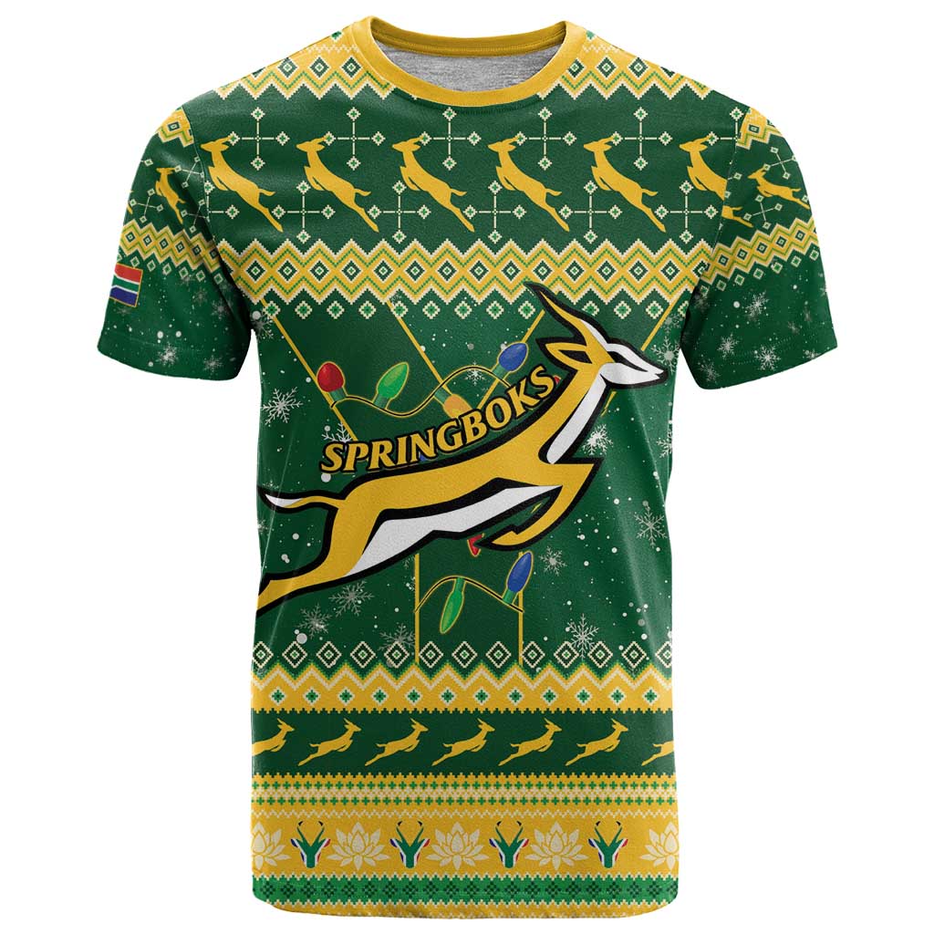 South Africa Christmas Rugby T Shirt Springboks Geseende Kersfees - Wonder Print Shop