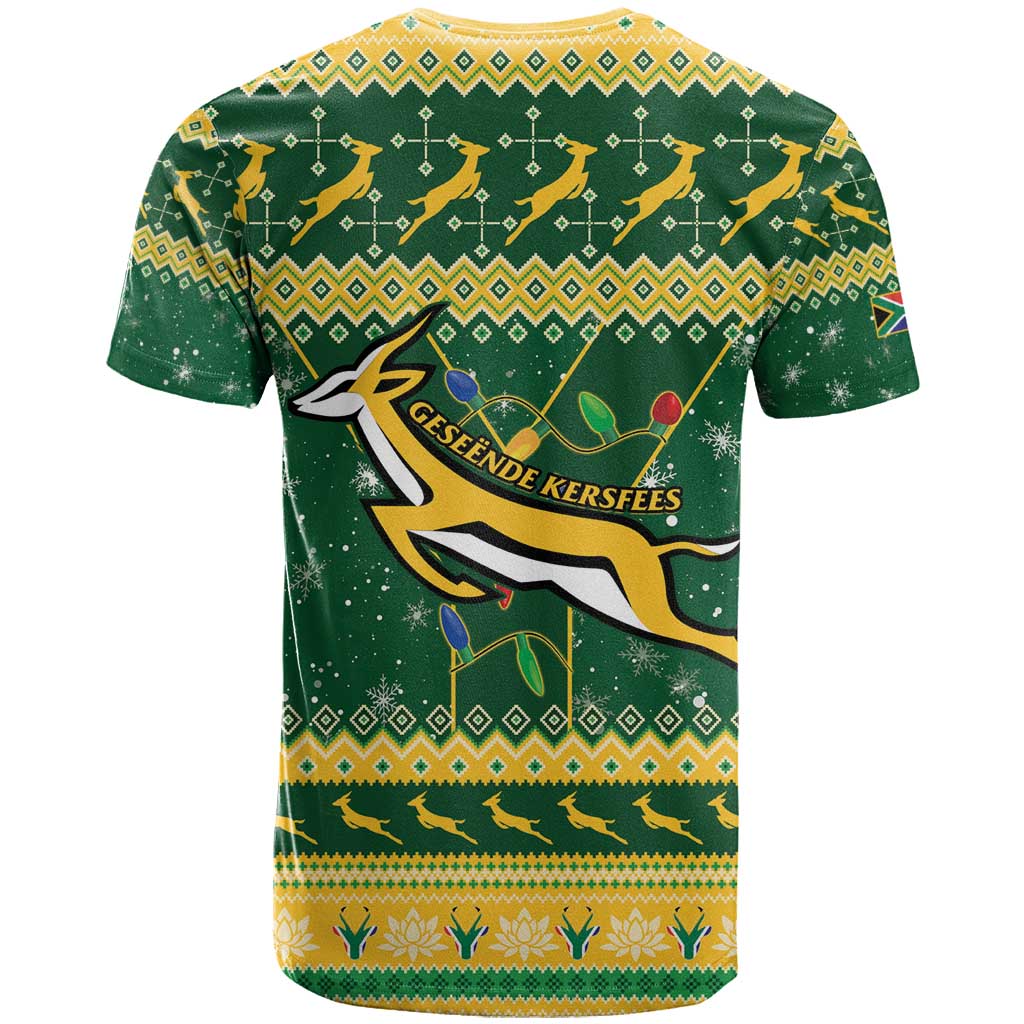 South Africa Christmas Rugby T Shirt Springboks Geseende Kersfees - Wonder Print Shop