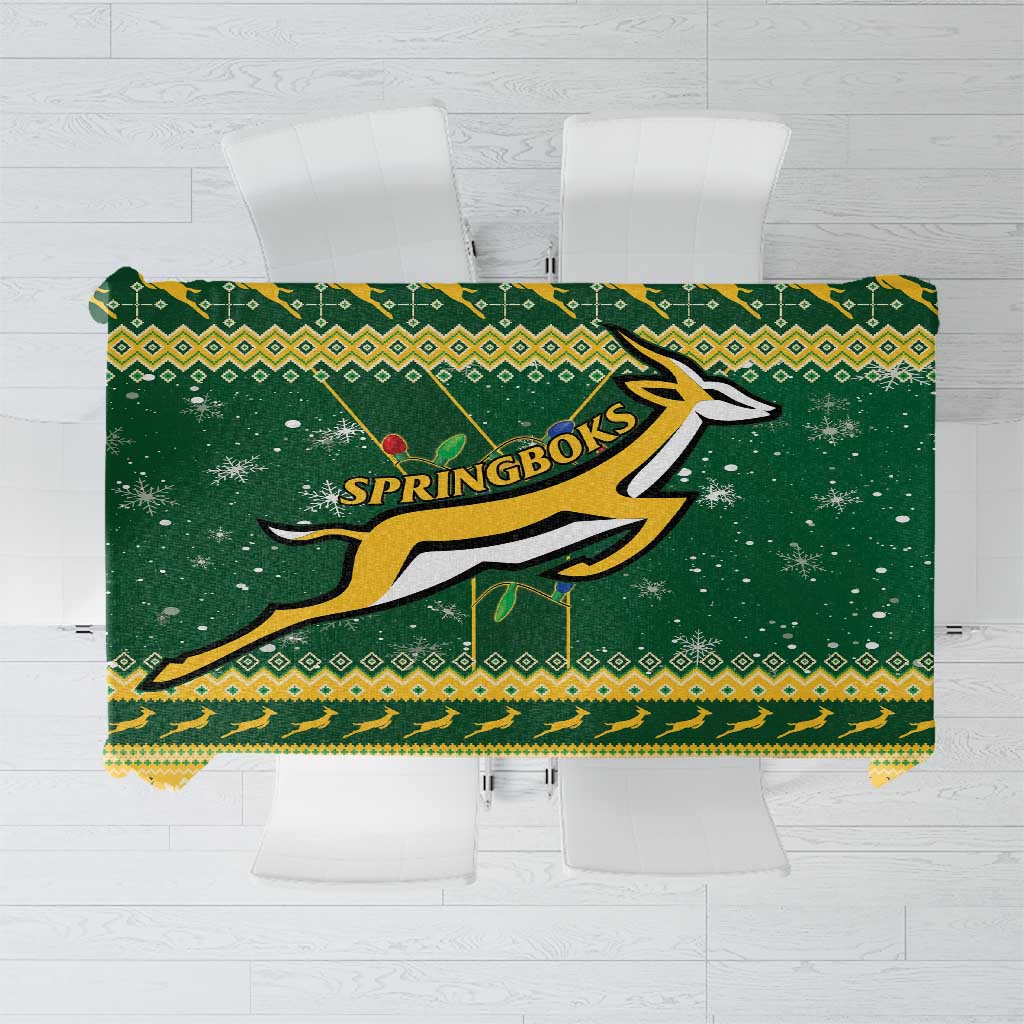 South Africa Christmas Rugby Tablecloth Springboks Geseende Kersfees - Wonder Print Shop