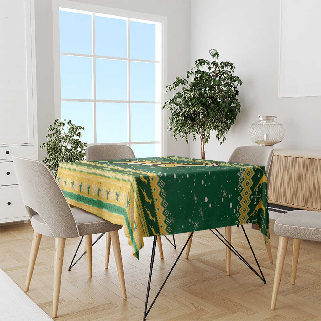 South Africa Christmas Rugby Tablecloth Springboks Geseende Kersfees - Wonder Print Shop
