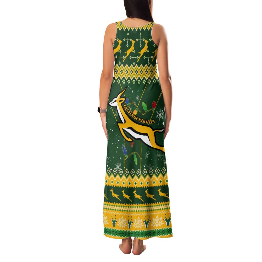 South Africa Christmas Rugby Tank Maxi Dress Springboks Geseende Kersfees - Wonder Print Shop