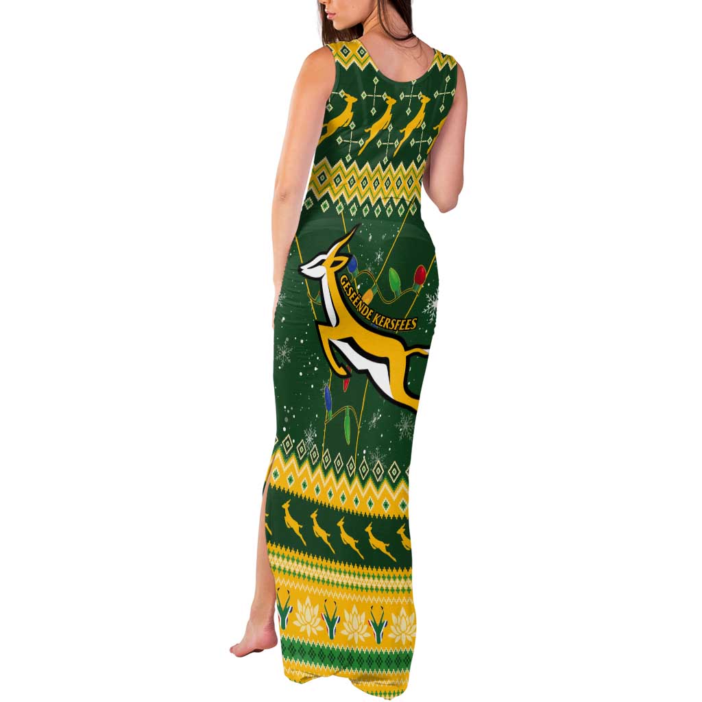 South Africa Christmas Rugby Tank Maxi Dress Springboks Geseende Kersfees - Wonder Print Shop