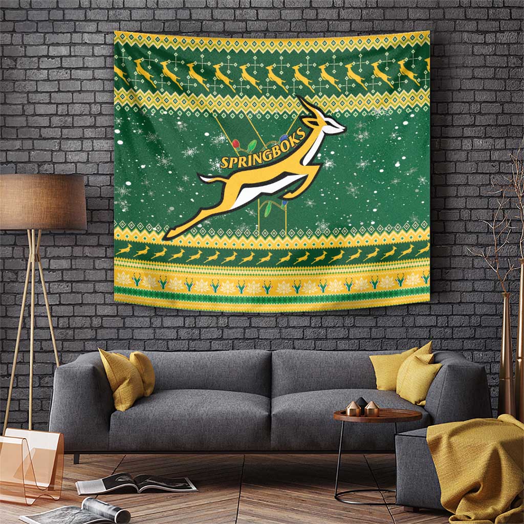South Africa Christmas Rugby Tapestry Springboks Geseende Kersfees - Wonder Print Shop