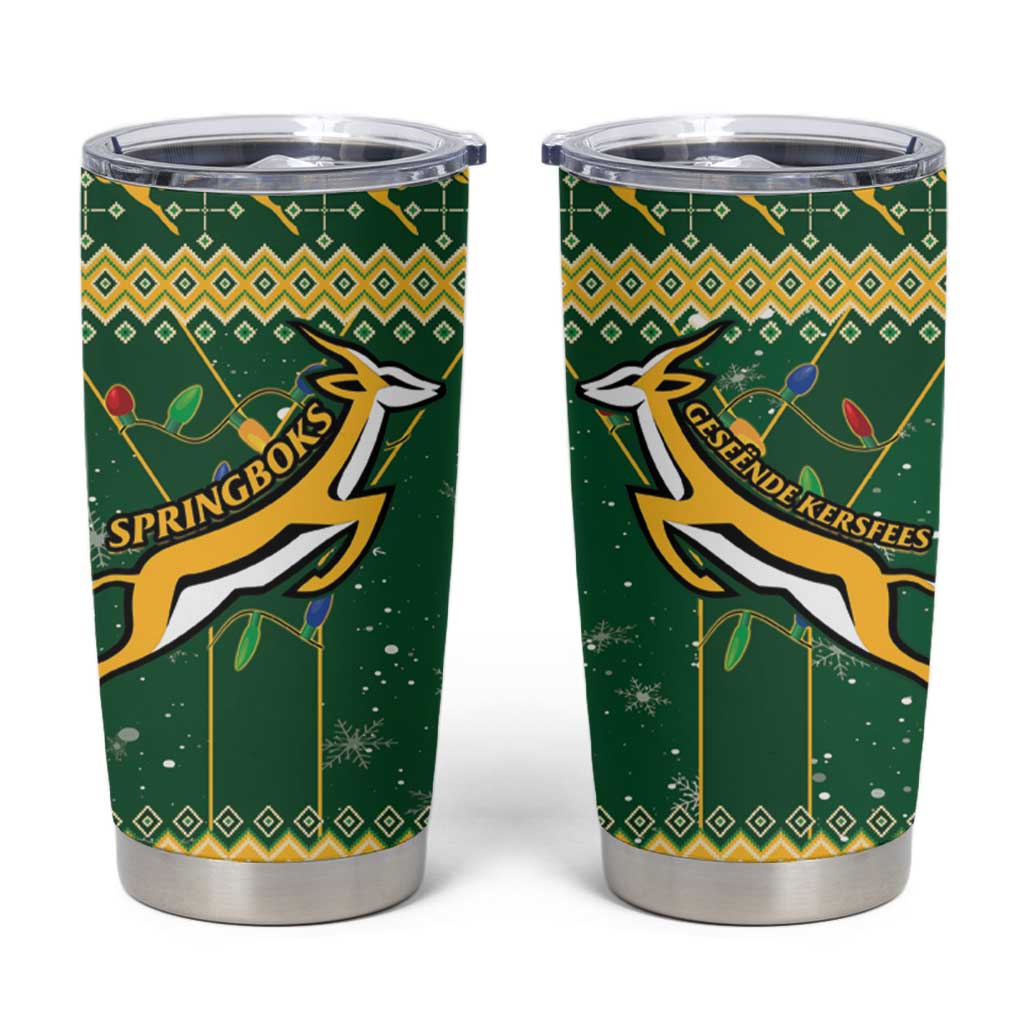 South Africa Christmas Rugby Tumbler Cup Springboks Geseende Kersfees - Wonder Print Shop