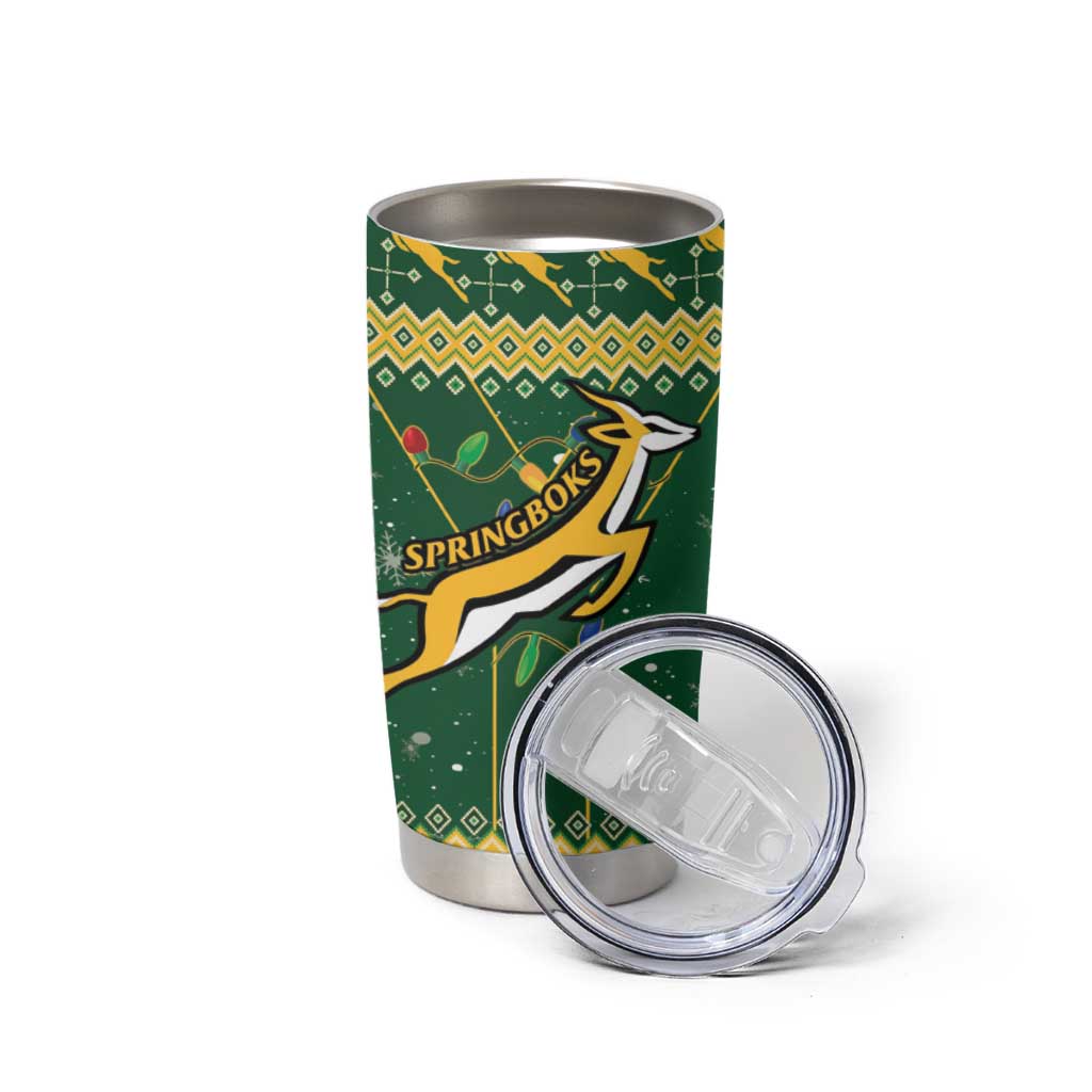 South Africa Christmas Rugby Tumbler Cup Springboks Geseende Kersfees - Wonder Print Shop