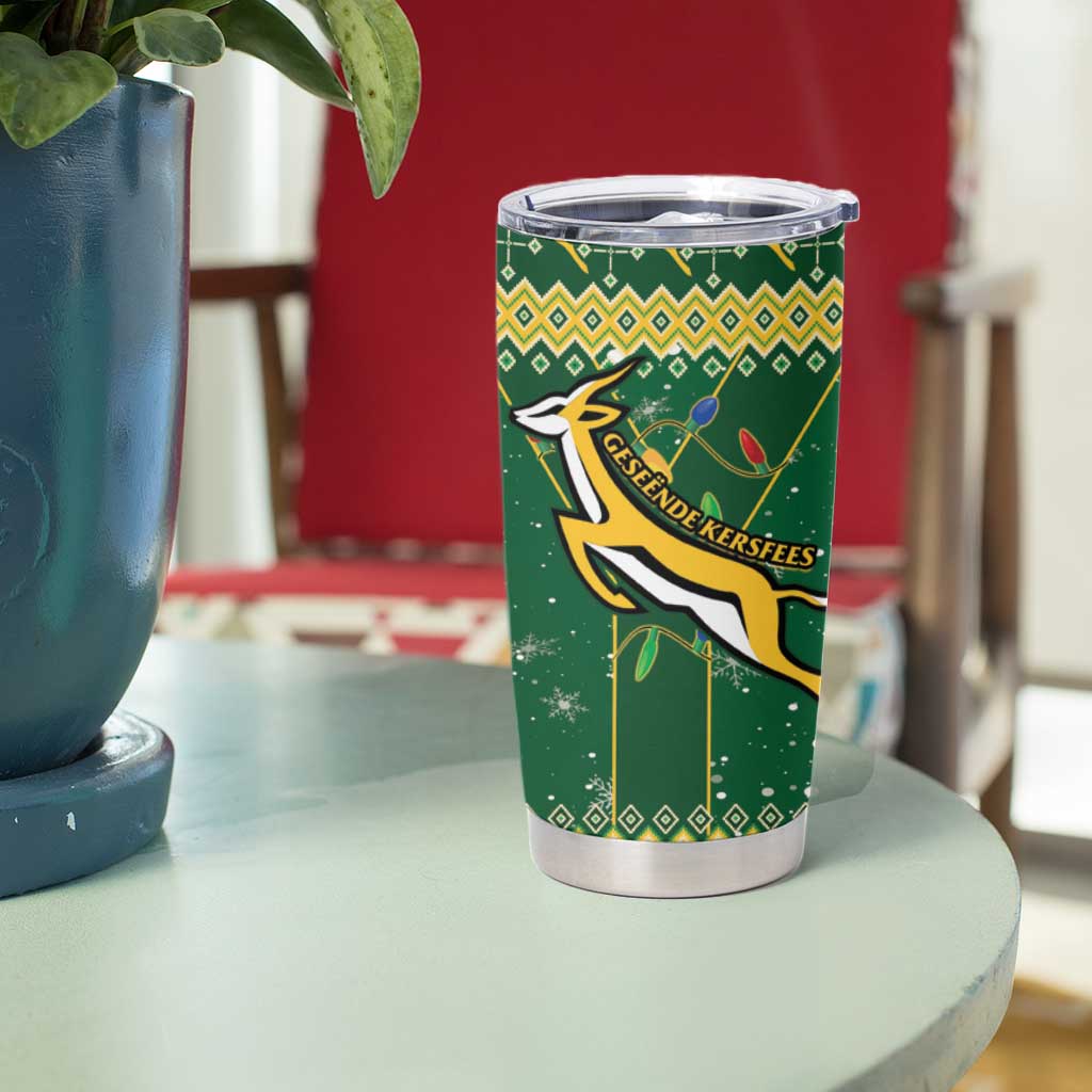 South Africa Christmas Rugby Tumbler Cup Springboks Geseende Kersfees - Wonder Print Shop