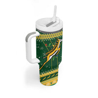South Africa Christmas Rugby Tumbler With Handle Springboks Geseende Kersfees - Wonder Print Shop