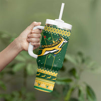 South Africa Christmas Rugby Tumbler With Handle Springboks Geseende Kersfees - Wonder Print Shop