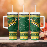 South Africa Christmas Rugby Tumbler With Handle Springboks Geseende Kersfees - Wonder Print Shop