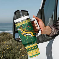 South Africa Christmas Rugby Tumbler With Handle Springboks Geseende Kersfees - Wonder Print Shop