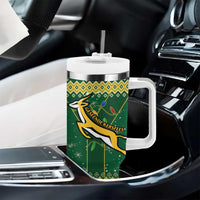 South Africa Christmas Rugby Tumbler With Handle Springboks Geseende Kersfees - Wonder Print Shop