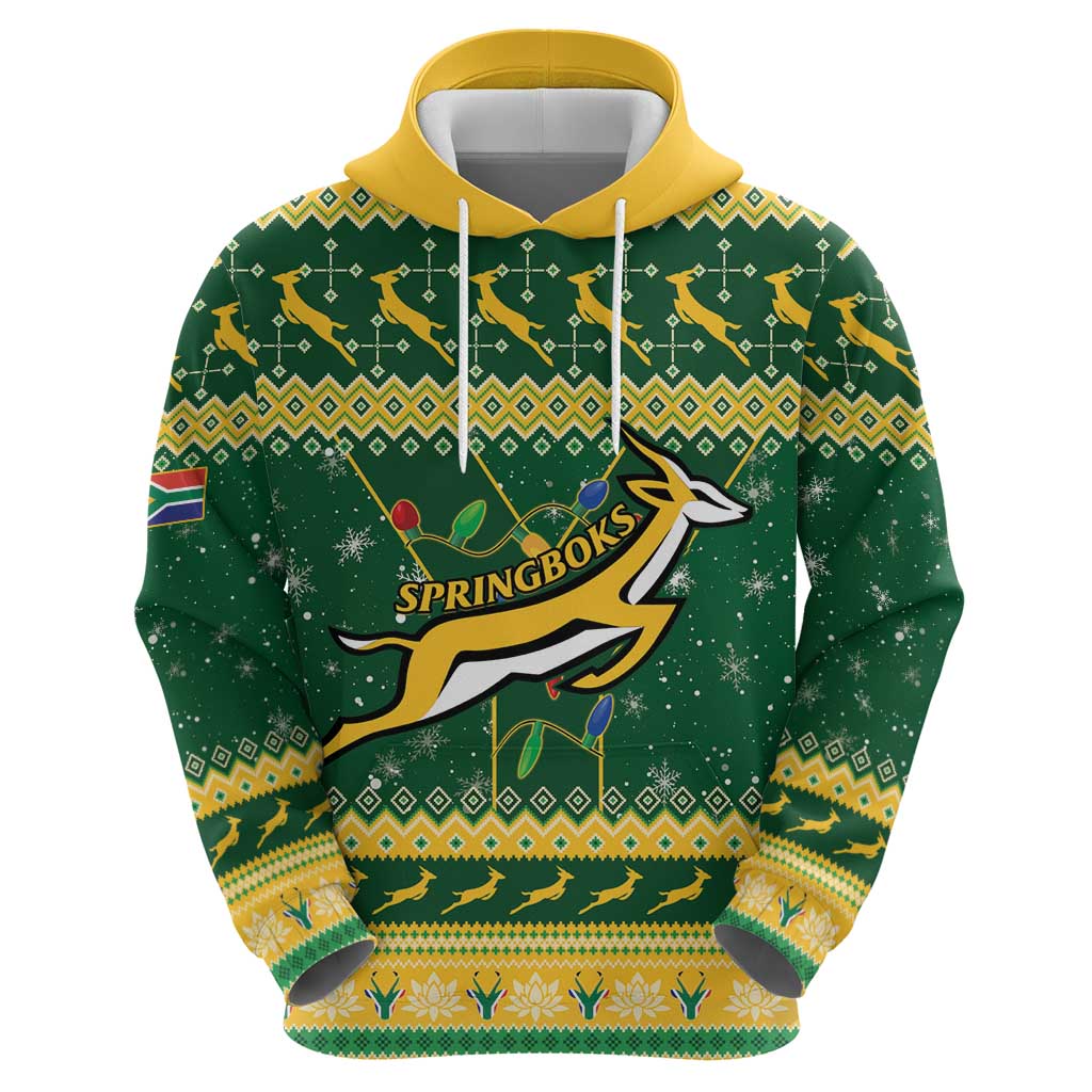 South Africa Christmas Rugby Zip Hoodie Springboks Geseende Kersfees - Wonder Print Shop