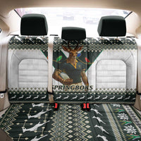 South Africa Christmas Rugby Back Car Seat Cover Springboks Mascot Mix African Pattern - Wonder Print Shop