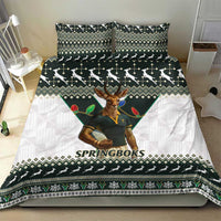 South Africa Christmas Rugby Bedding Set Springboks Mascot Mix African Pattern - Wonder Print Shop