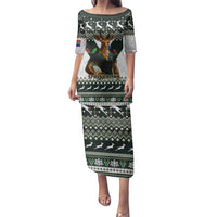 South Africa Christmas Rugby Family Matching Puletasi and Hawaiian Shirt Springboks Mascot Mix African Pattern - Wonder Print Shop