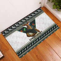 South Africa Christmas Rugby Rubber Doormat Springboks Mascot Mix African Pattern - Wonder Print Shop