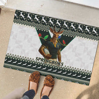 South Africa Christmas Rugby Rubber Doormat Springboks Mascot Mix African Pattern - Wonder Print Shop